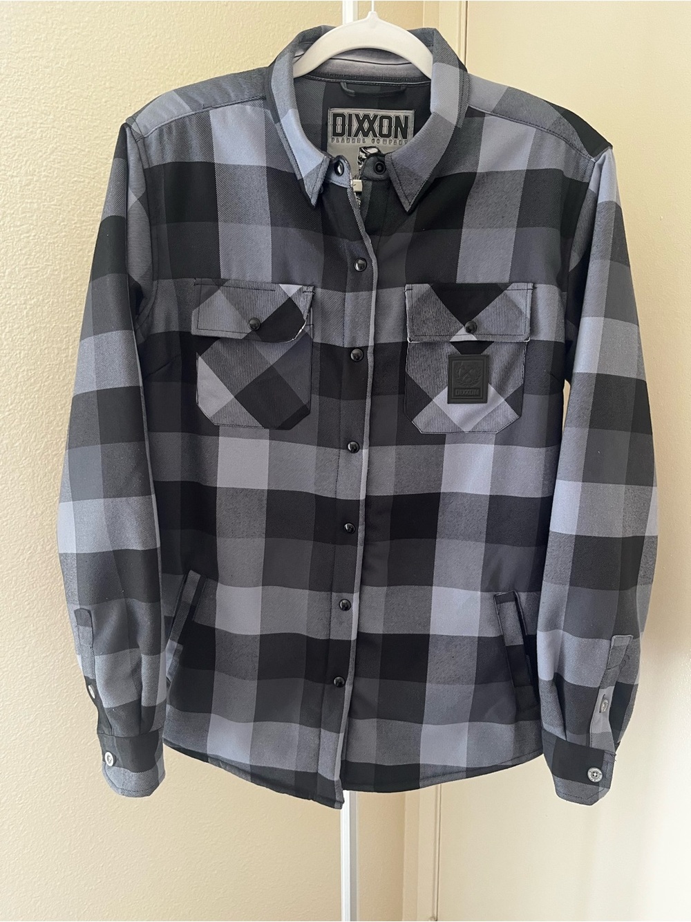 Dixxon La Muerte Gray Black Buffalo Plaid Sherpa Line Flannel Jacket Size M